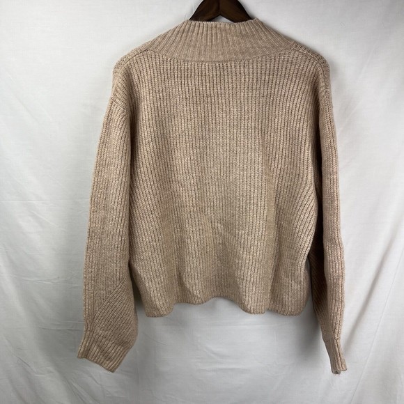 TopShop Women’s Beige Knit V Neck Sweater Balloon Sleeves Size 12 - Picture 9 of 9